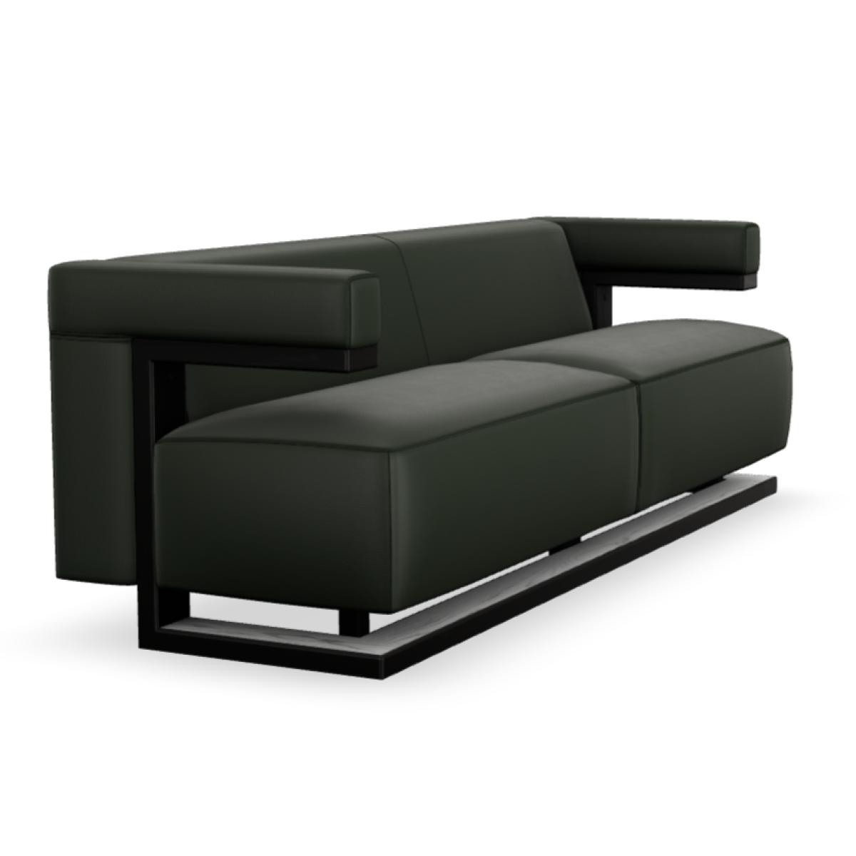 Preview: Tecta Dreisitzer Sofa F51-3 Bezug Leder oxfordgrün Gestell Esche schwarz lackiert