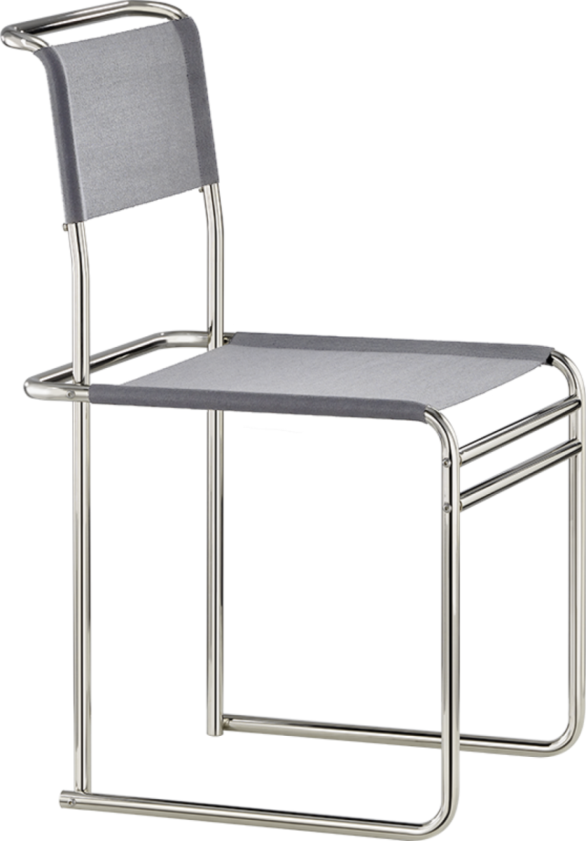 Preview: Tecta B40 Grau mit Chrom gestell Seitenansicht