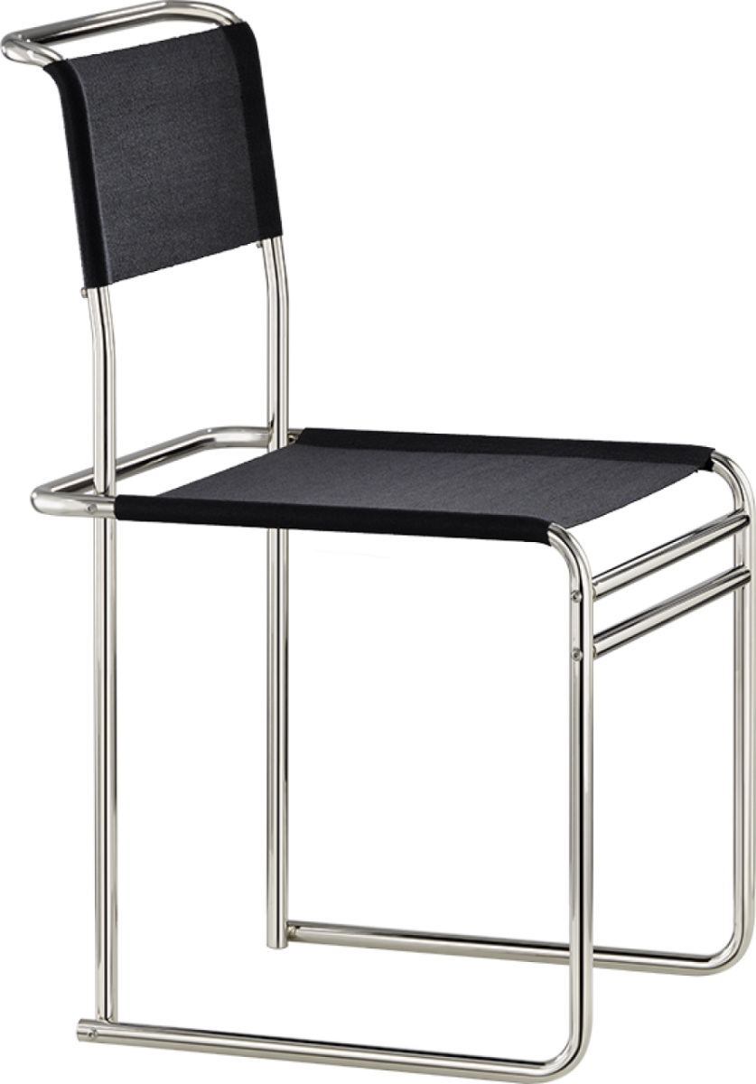 Preview: Tecta B40 Stuhl mit Bauhaus-Gurte und Stahlrohr vernickelt