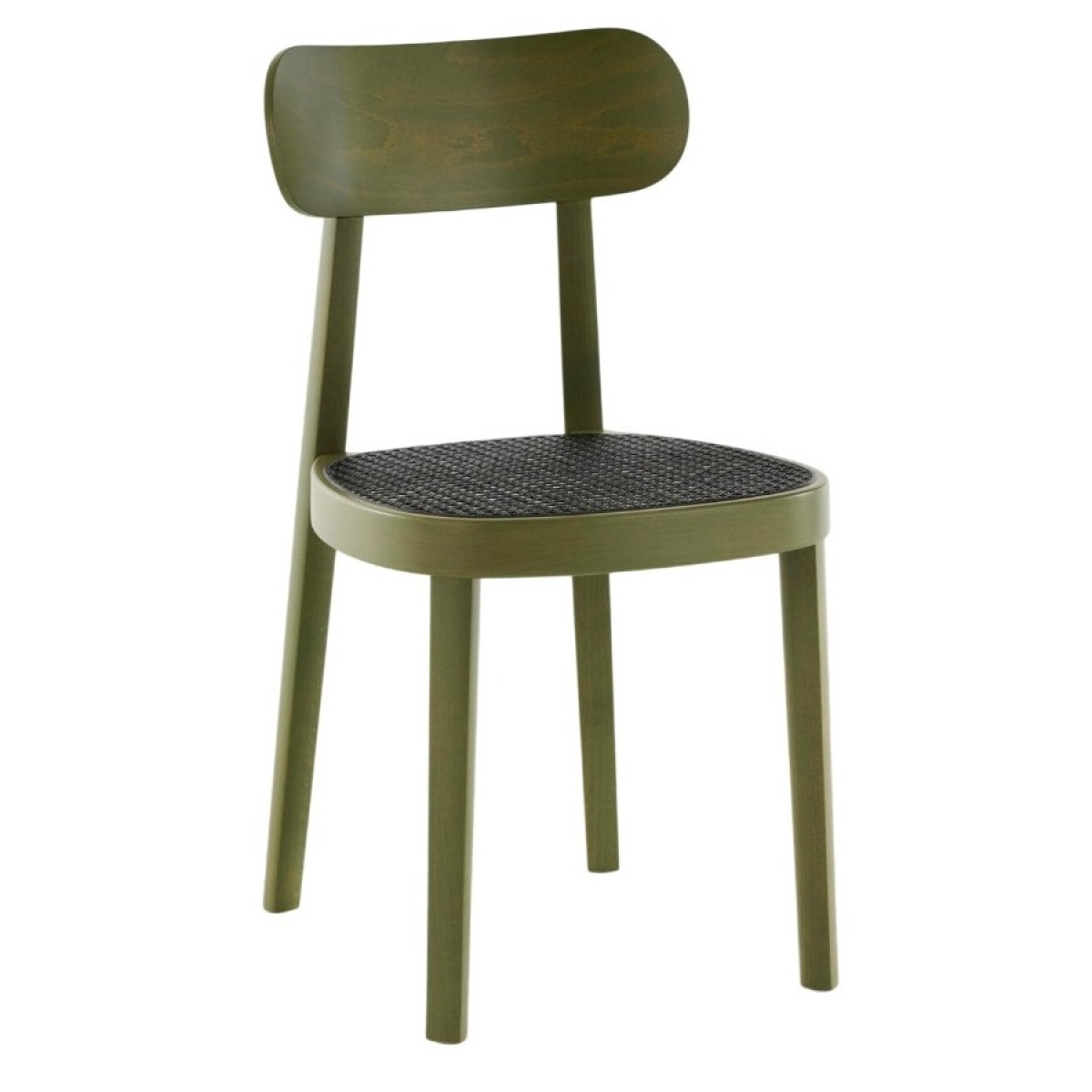 Thonet 118 Holzstuhl Schwarz mit Dark Melange Geflecht