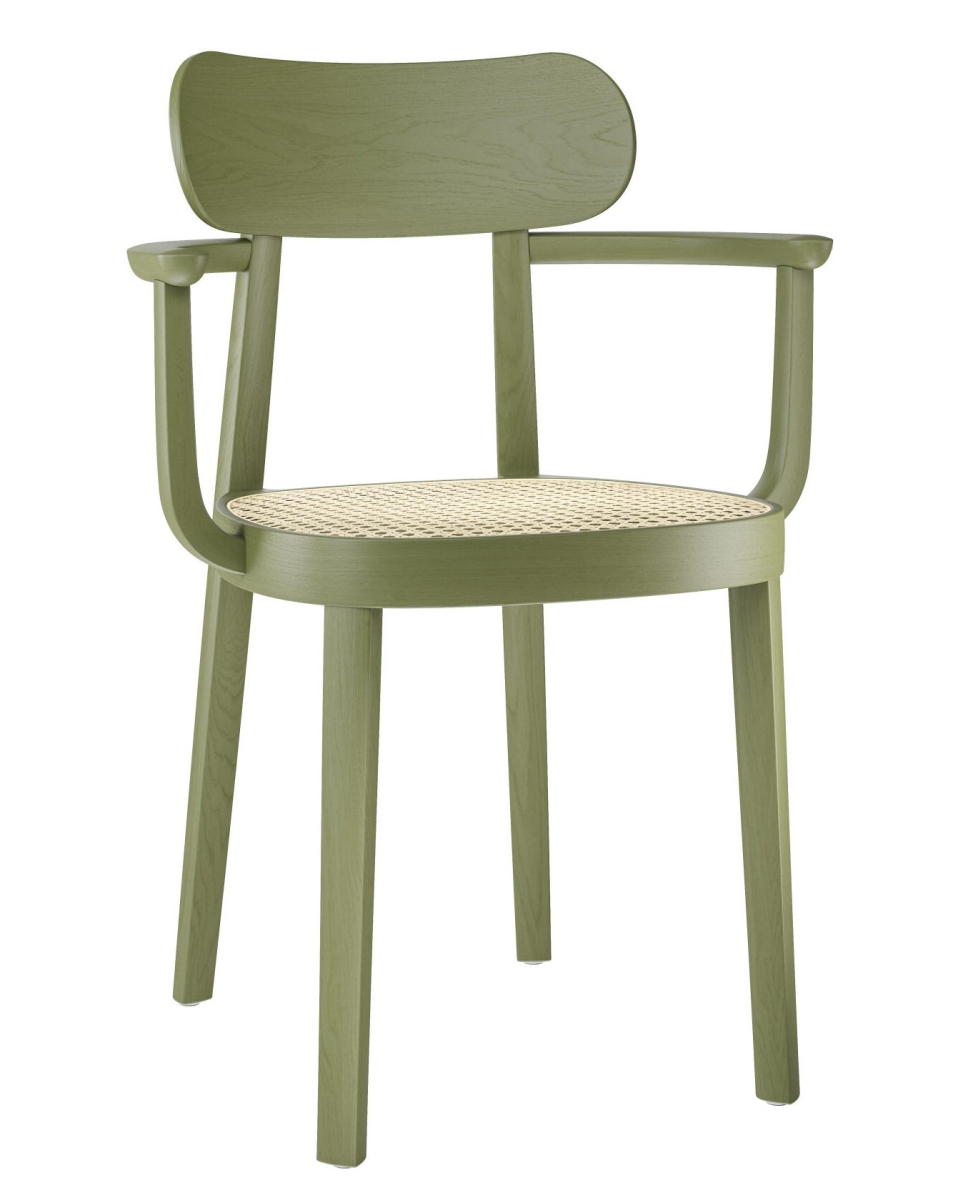 Preview: Thonet 118 F Buchenholz Stuhl mit Geflecht und Armlehnen