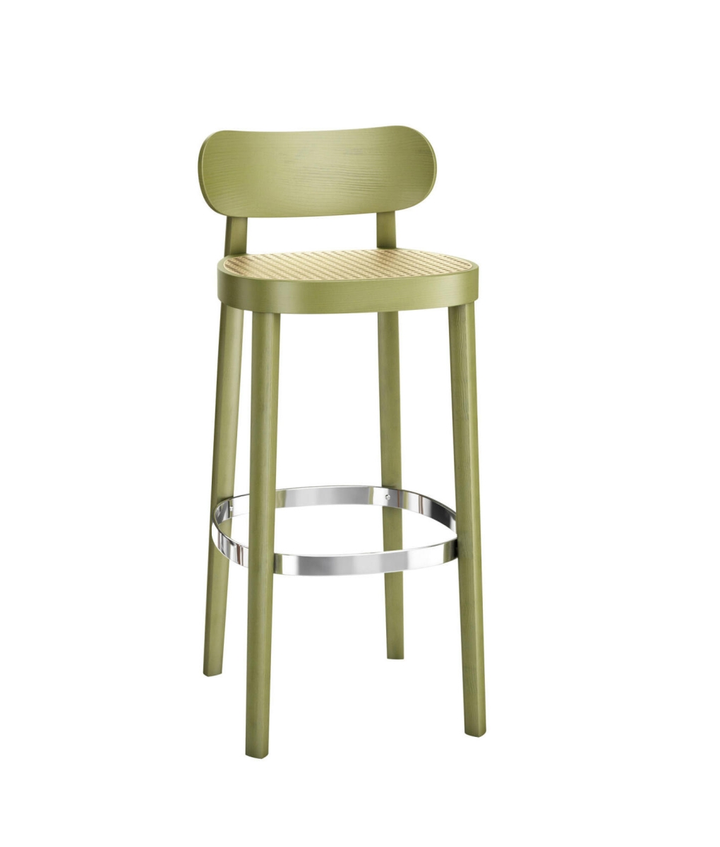 Preview: Thonet 118 H Stuhl mit Olivgrün Wiener geflecht Buche