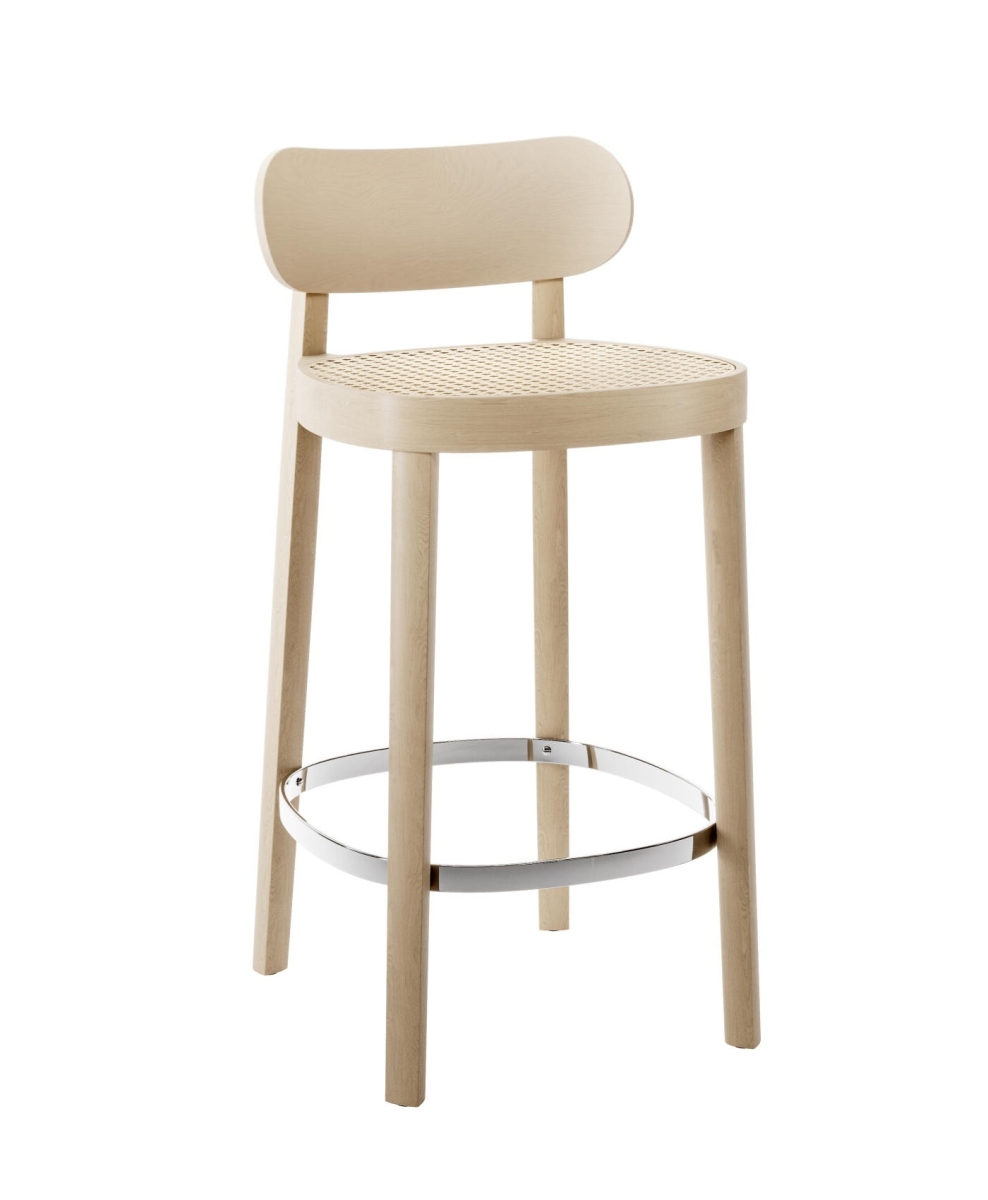 Preview: Thonet 118 HT Barstuhl mit Wienergeflecht Buche Klar lackiert