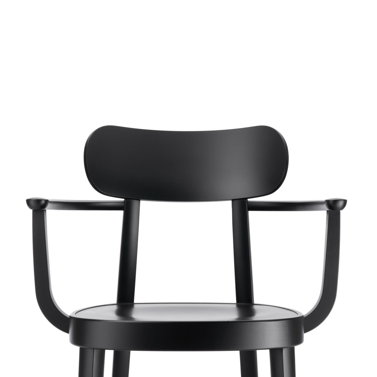 Preview: Thonet 118 MF Holzstuhl mit Muldensitz und Armlehnen in schwarz