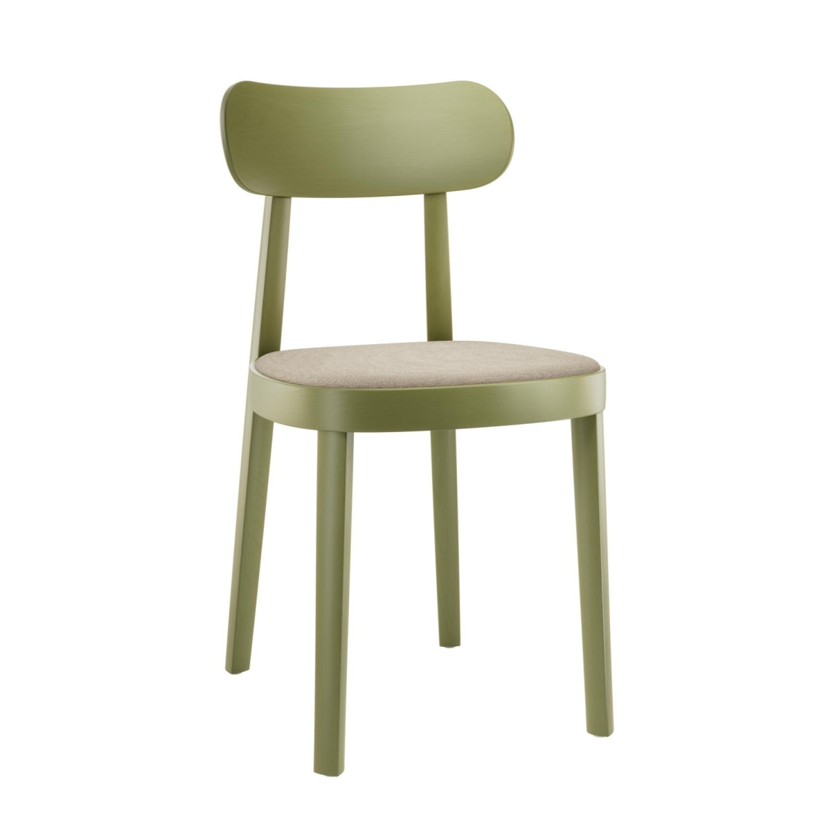 Preview: Thonet 118 SP Holzstuhl mit Spiegelpolster in olivgrün