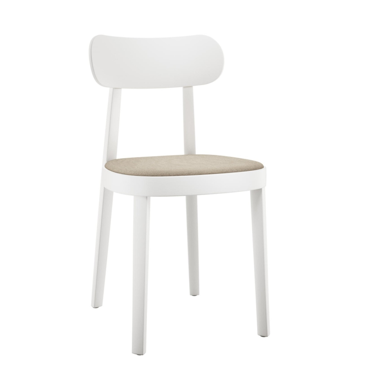 Preview: Thonet 118 SP Holzstuhl mit Spiegelpolster in weiß