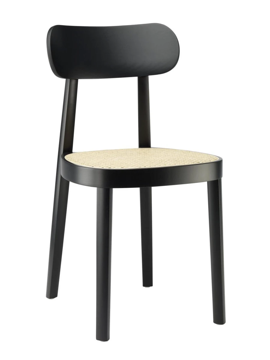Thonet 118 Holzstuhl Schwarz mit Wiener Geflecht