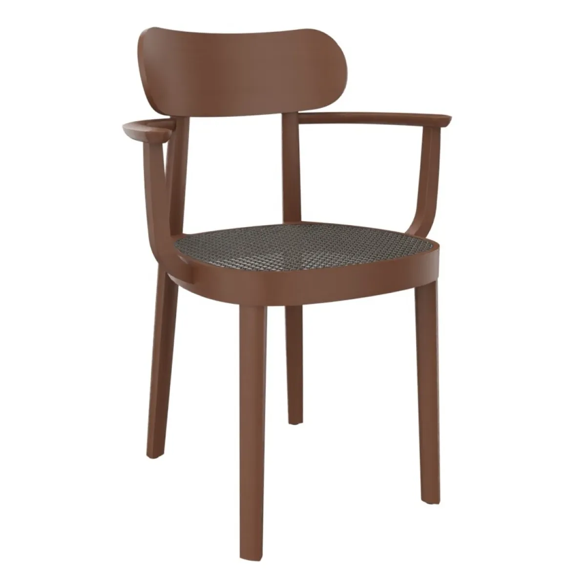 Thonet 118 F Holzstuhl mit Dark Melange Gelecht aus Buche in nussbaum gebeizt