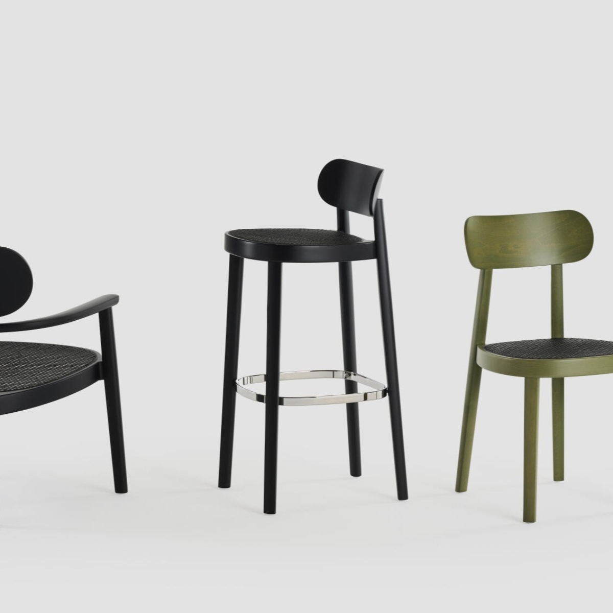 Preview: Thonet 118 H Dark Melange Buche schwarz gebeizt Interieur