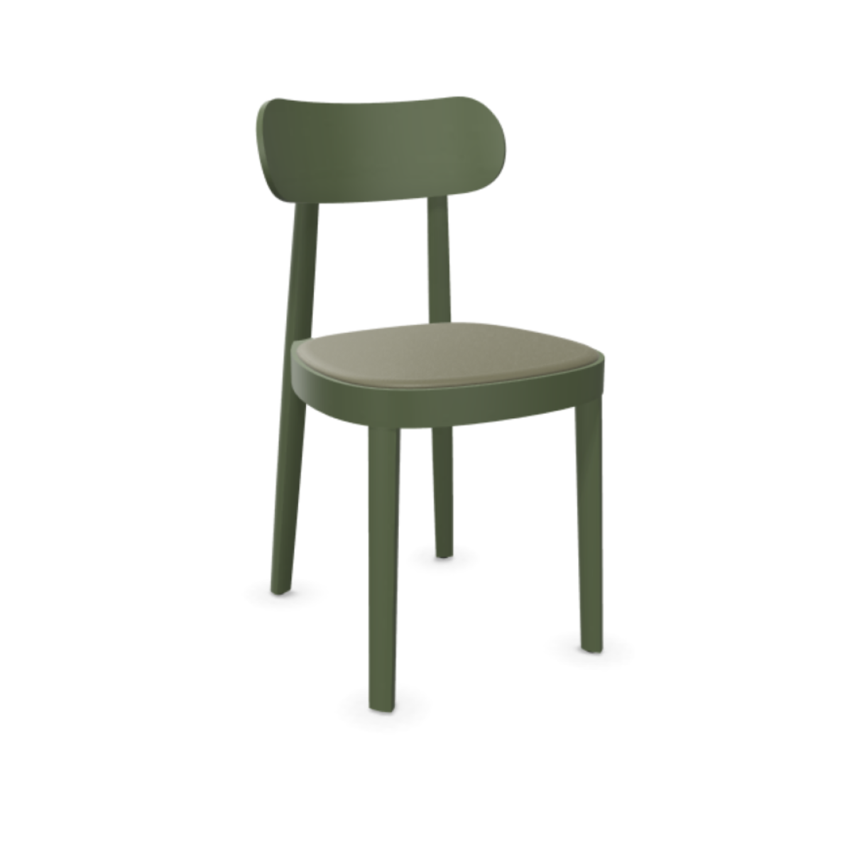 Preview: Thonet 118 SP Holzstuhl mit Leder Siegelpolsterung olivgrün