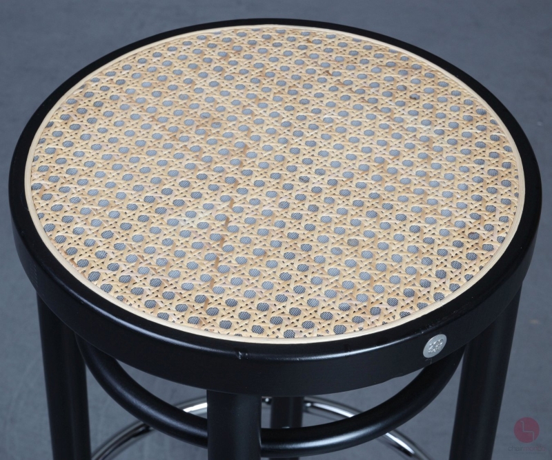 Preview: Thonet 204 RH Barhocker mit Geflecht in Schwarz gebraucht