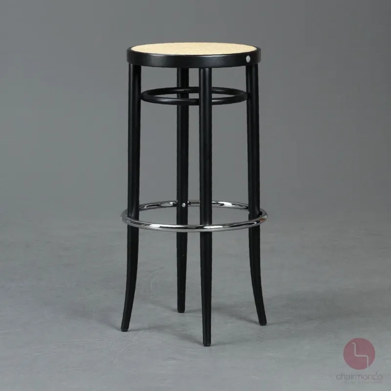 Thonet 204 RH Barhocker mit Geflecht in Schwarz gebraucht