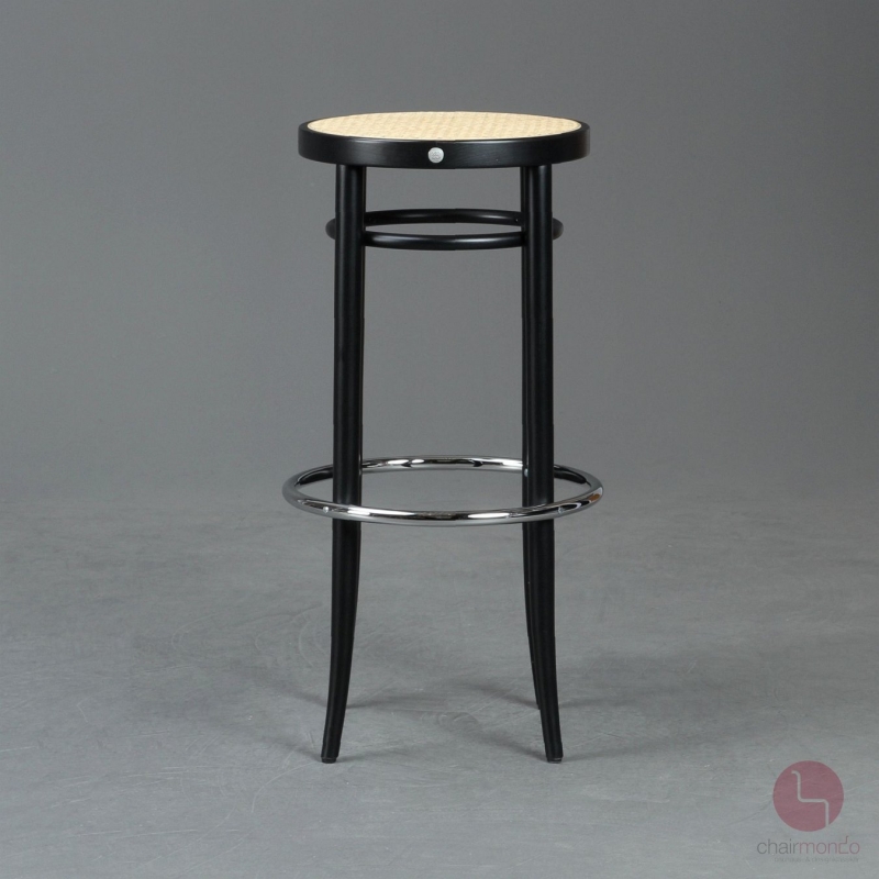 Preview: Thonet 204 RH Barhocker mit Geflecht in Schwarz gebraucht