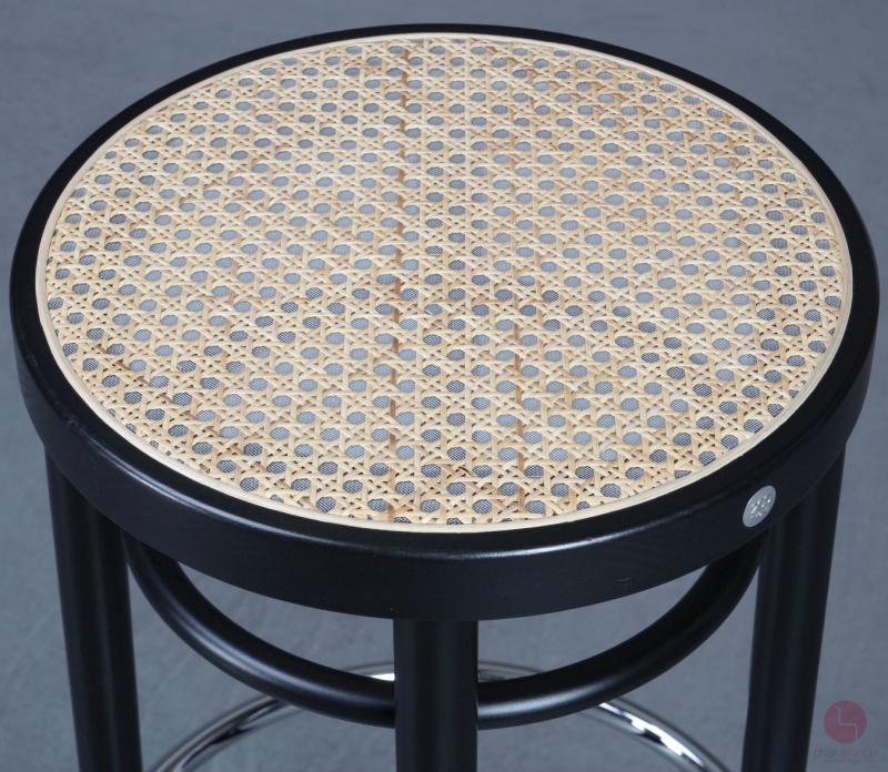 Thonet 204 RH Barhocker mit Geflecht in Schwarz gebraucht
