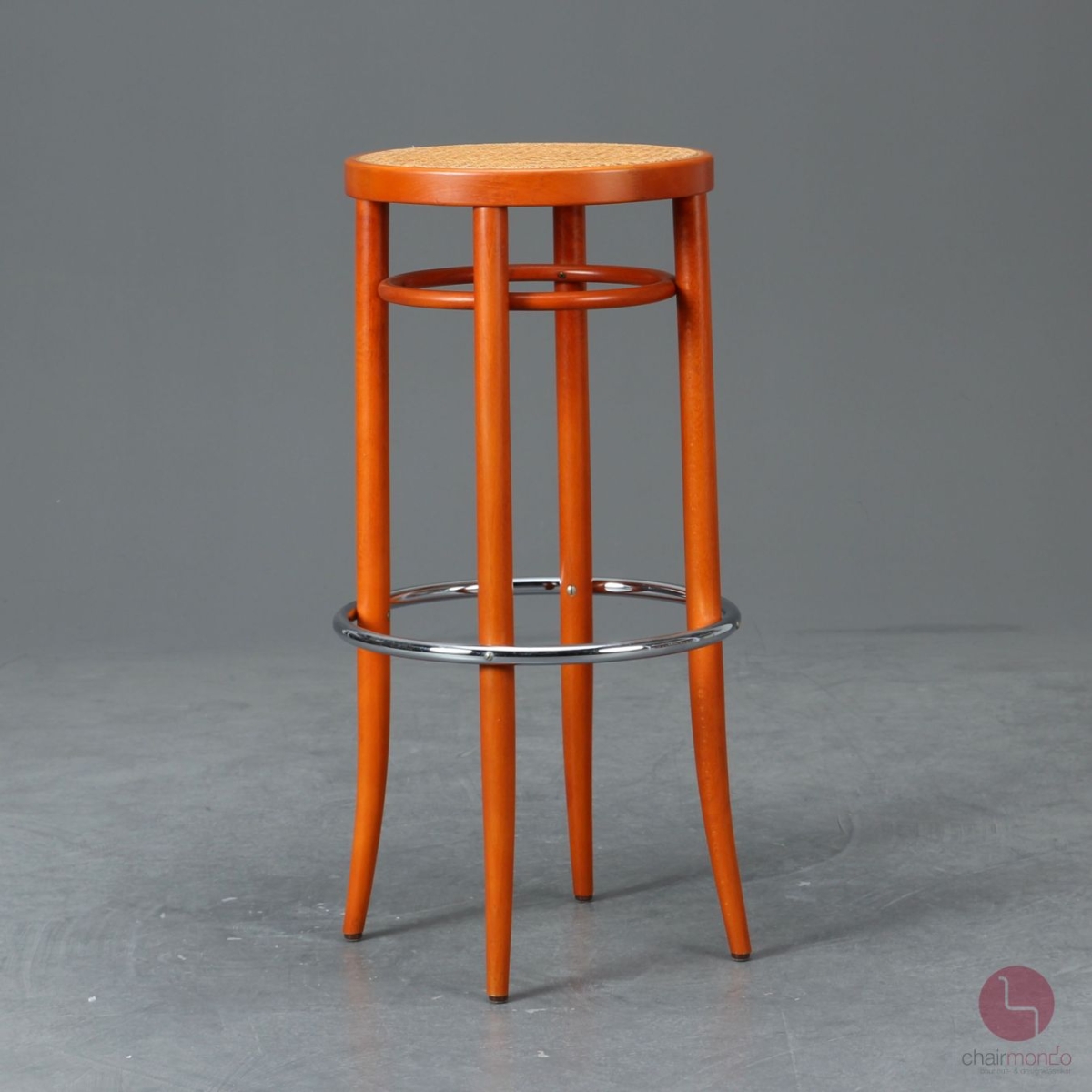 Thonet 204 RH Barhocker mit Geflecht Orange, gebraucht