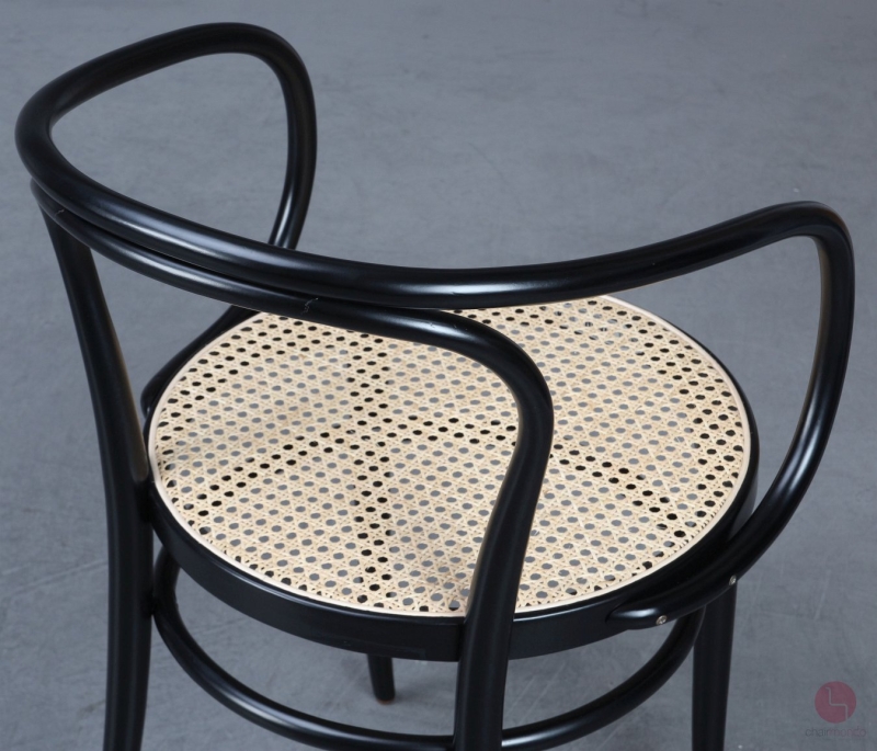 Preview: Thonet 209 Bugholzstuhl Schwarz mit Wiener Geflecht 1978 restauriert gebraucht