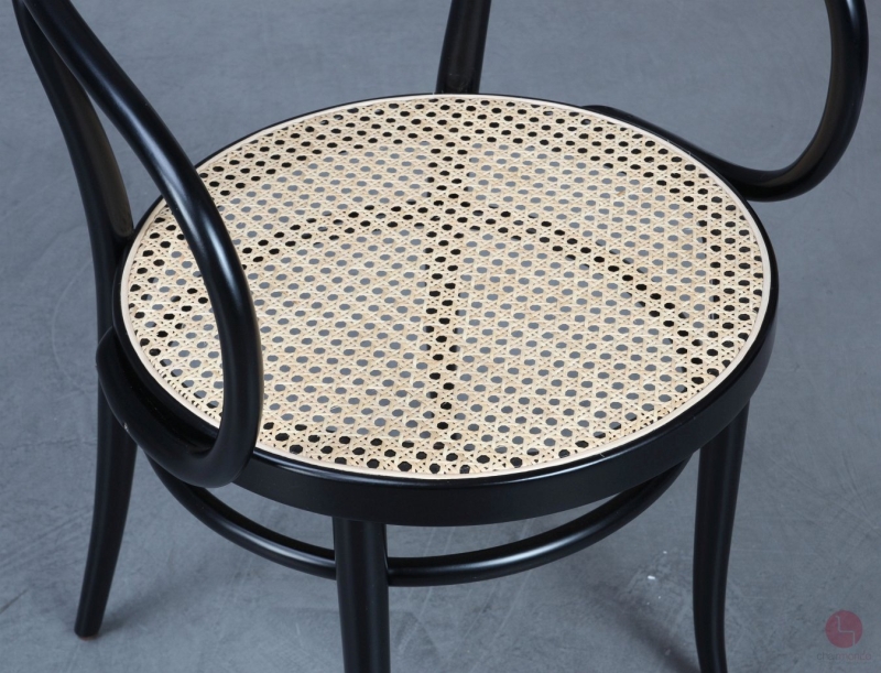 Thonet 209 Bugholzstuhl Schwarz mit Wiener Geflecht 1978 restauriert gebraucht