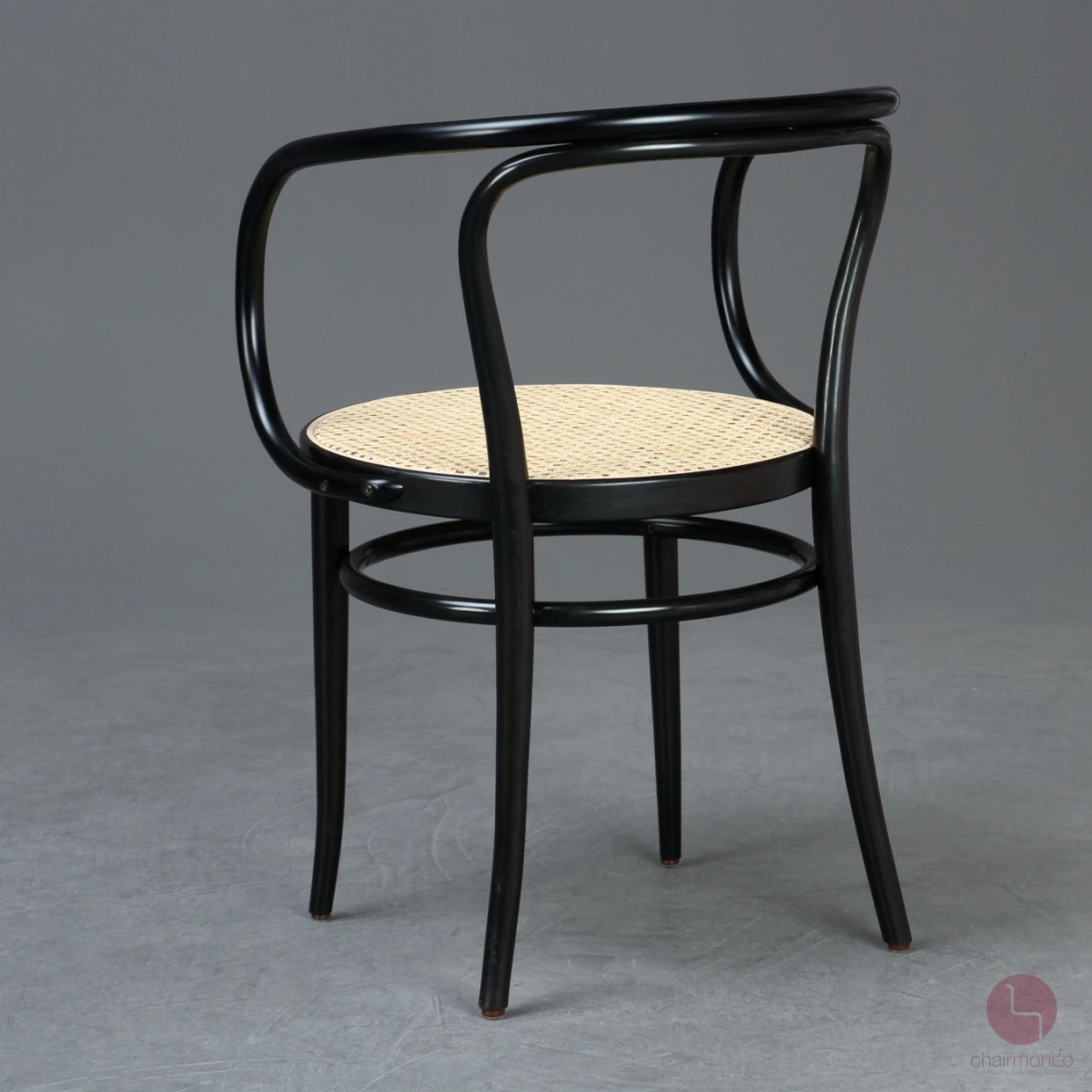 Thonet 209 Kaffeehaus Stuhl mit Wiener Geflecht in Schwarz gebraucht