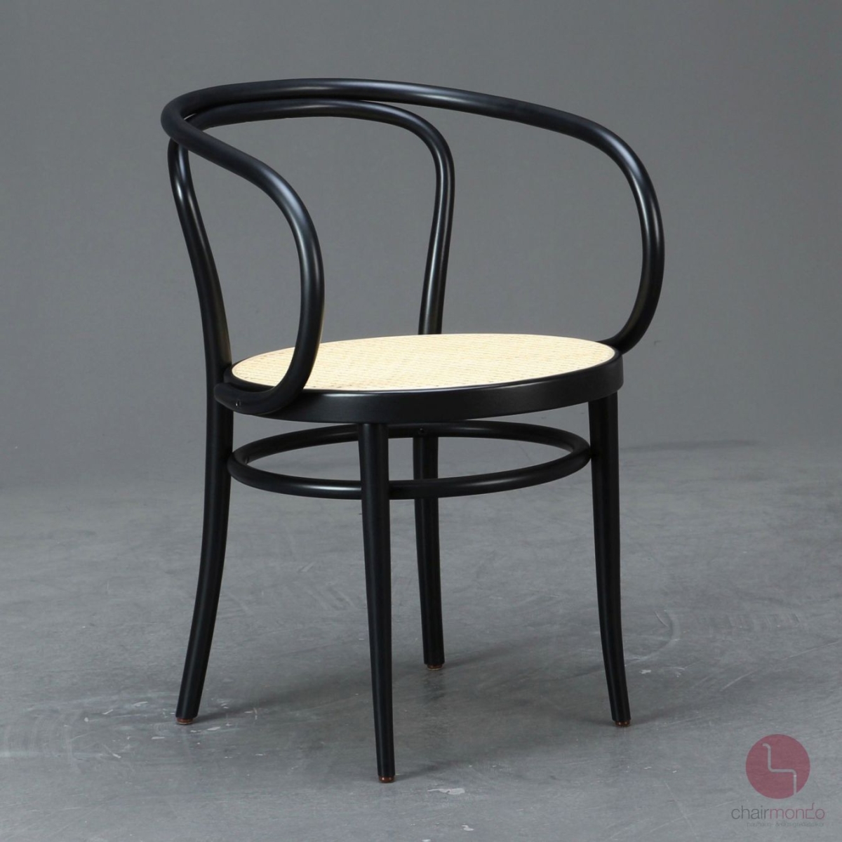 Preview: Thonet 209 Bugholzstuhl Schwarz mit neuem Geflecht + Stützgewebe aus 2025