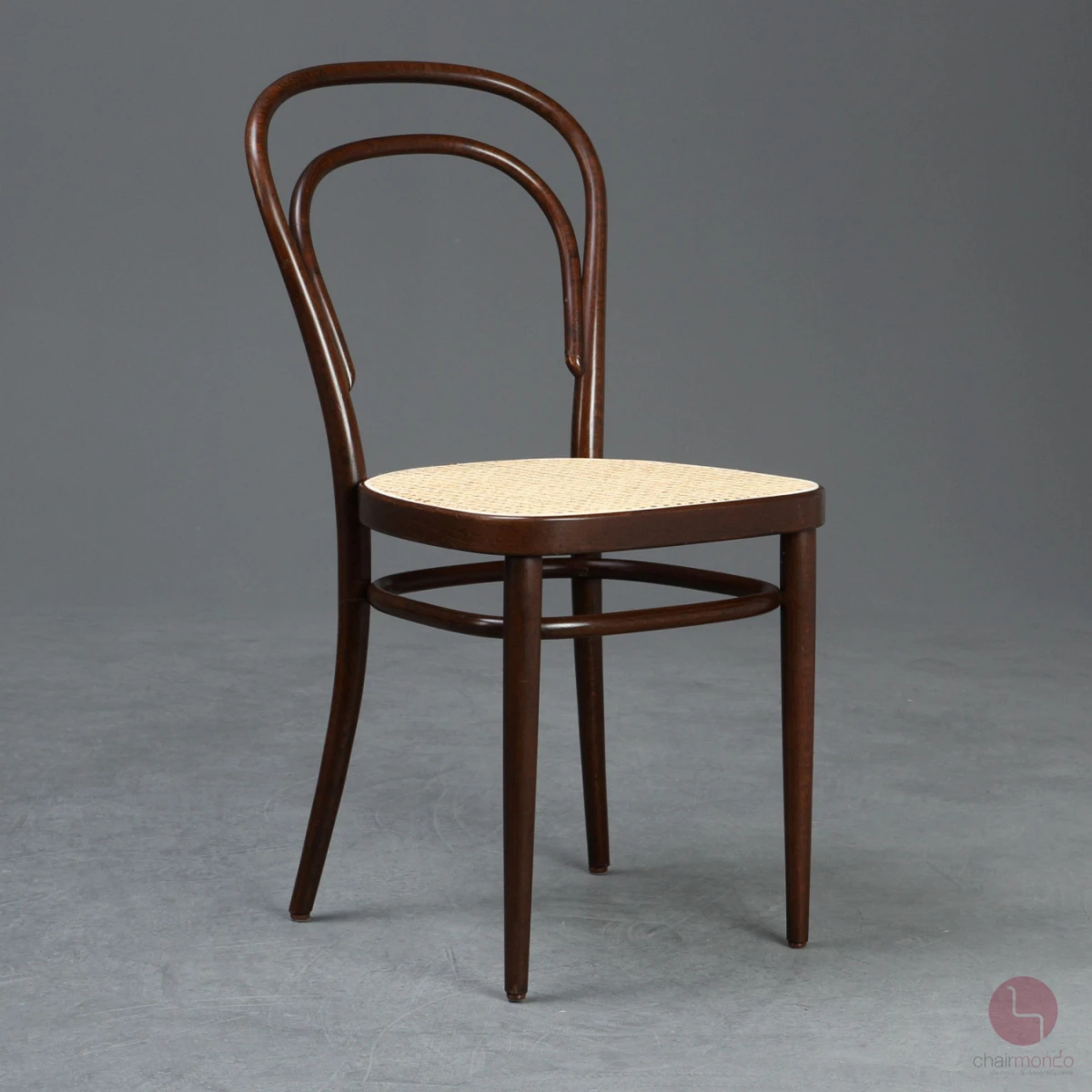 Thonet 214 Kaffeehaus Stuhl in Braun mit neuem Geflecht