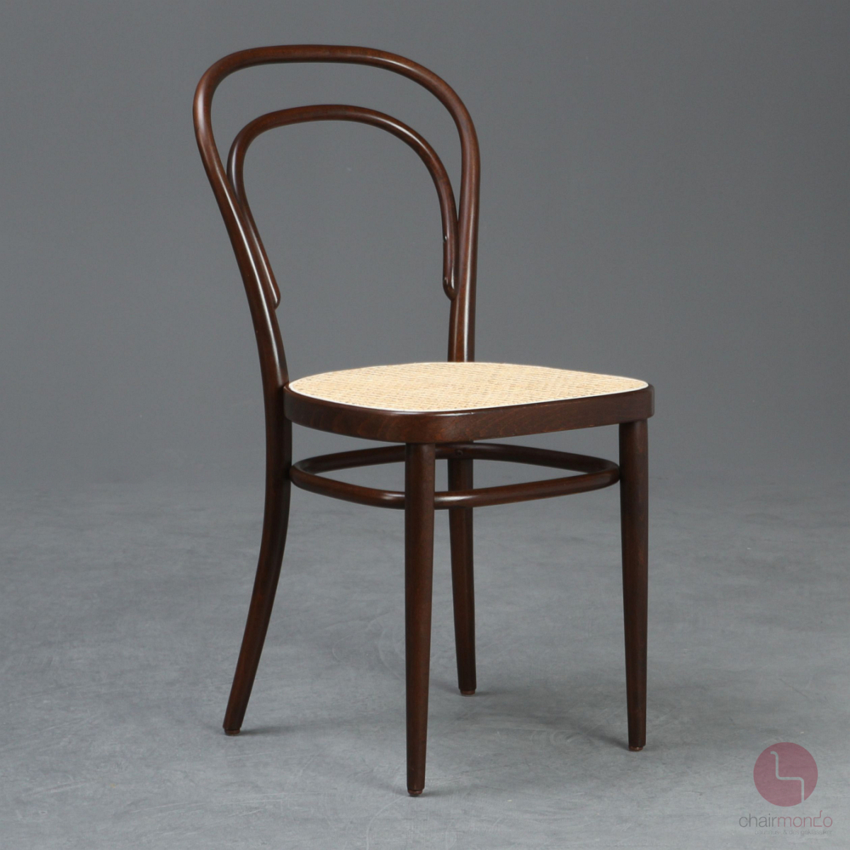 Thonet 214 Kaffeehaus Stuhl in Braun mit neuem Geflecht