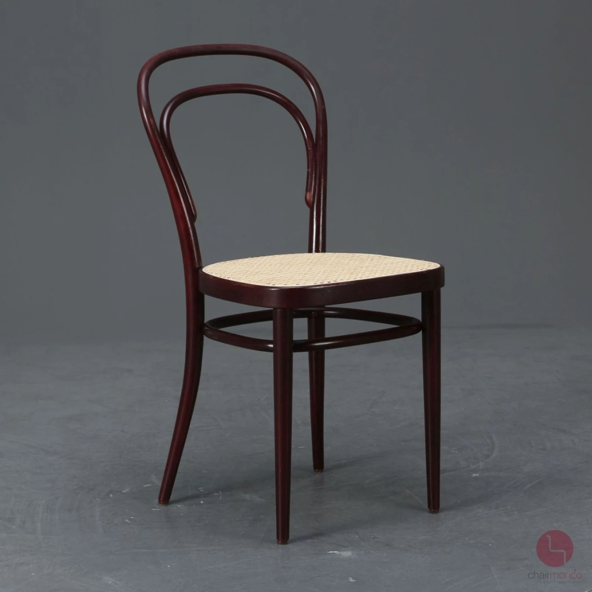 Thonet 214 Rotschwarz Bugholzstuhl mit neuem Geflecht gebraucht