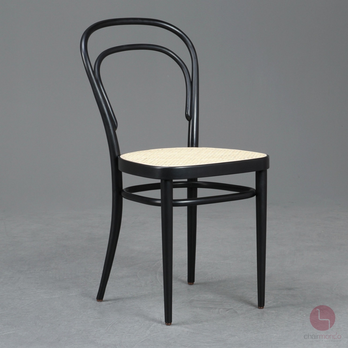 Thonet 214 Kaffehaus Stuhl in Schwarz mit neuem Wiener Geflecht gebraucht