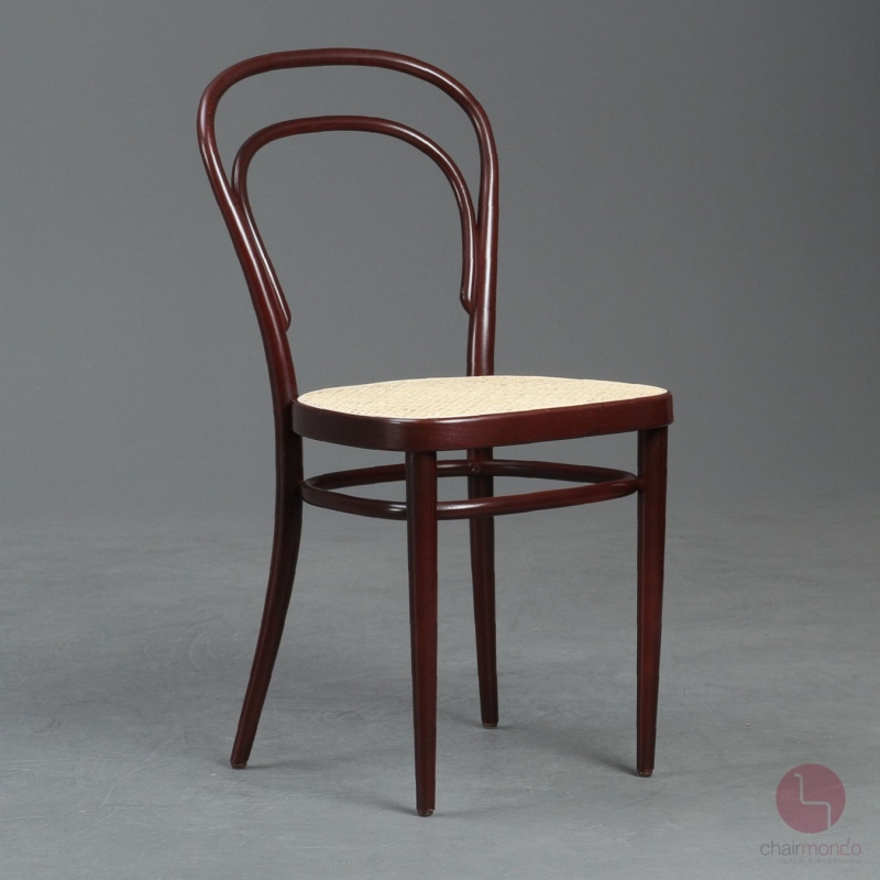 Preview: Thonet 214 Schwarzrot Bugholzstuhl mit neuem Geflecht gebraucht