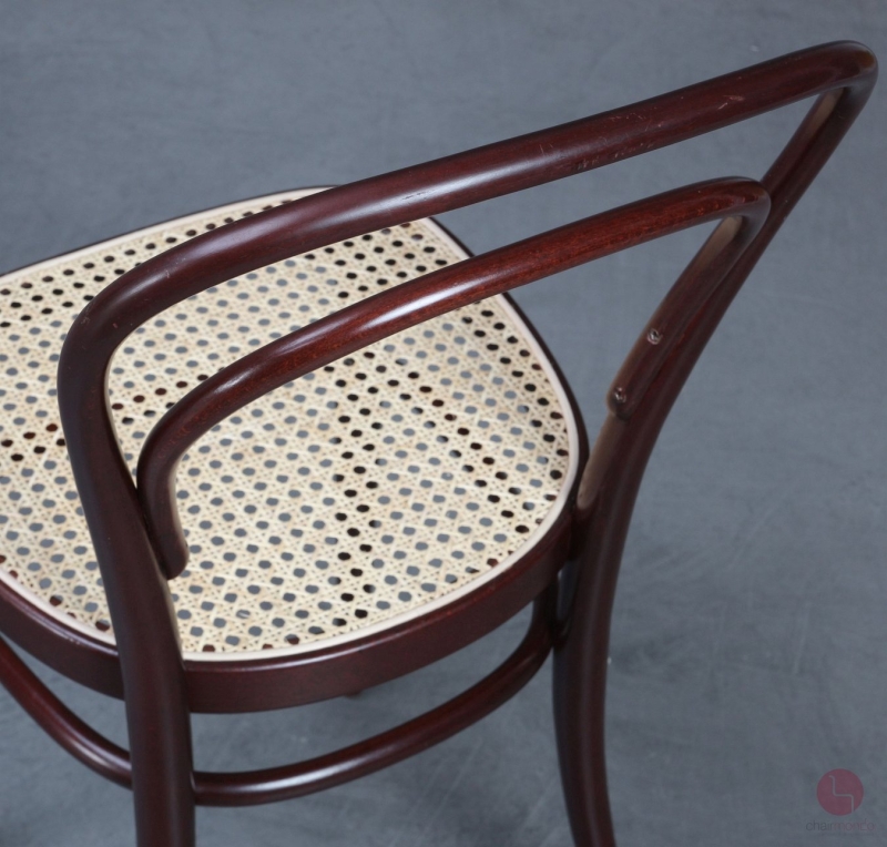 Thonet 214 Bugholz Stuhl Schwarzrot mit neuem Geflecht gebraucht