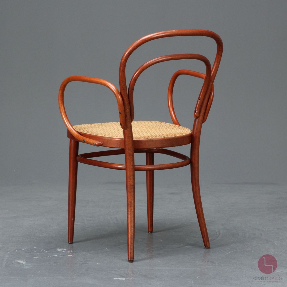 Preview: Thonet 214 F Mahagoni Braun Bugholzstuhl mit Geflecht gebraucht
