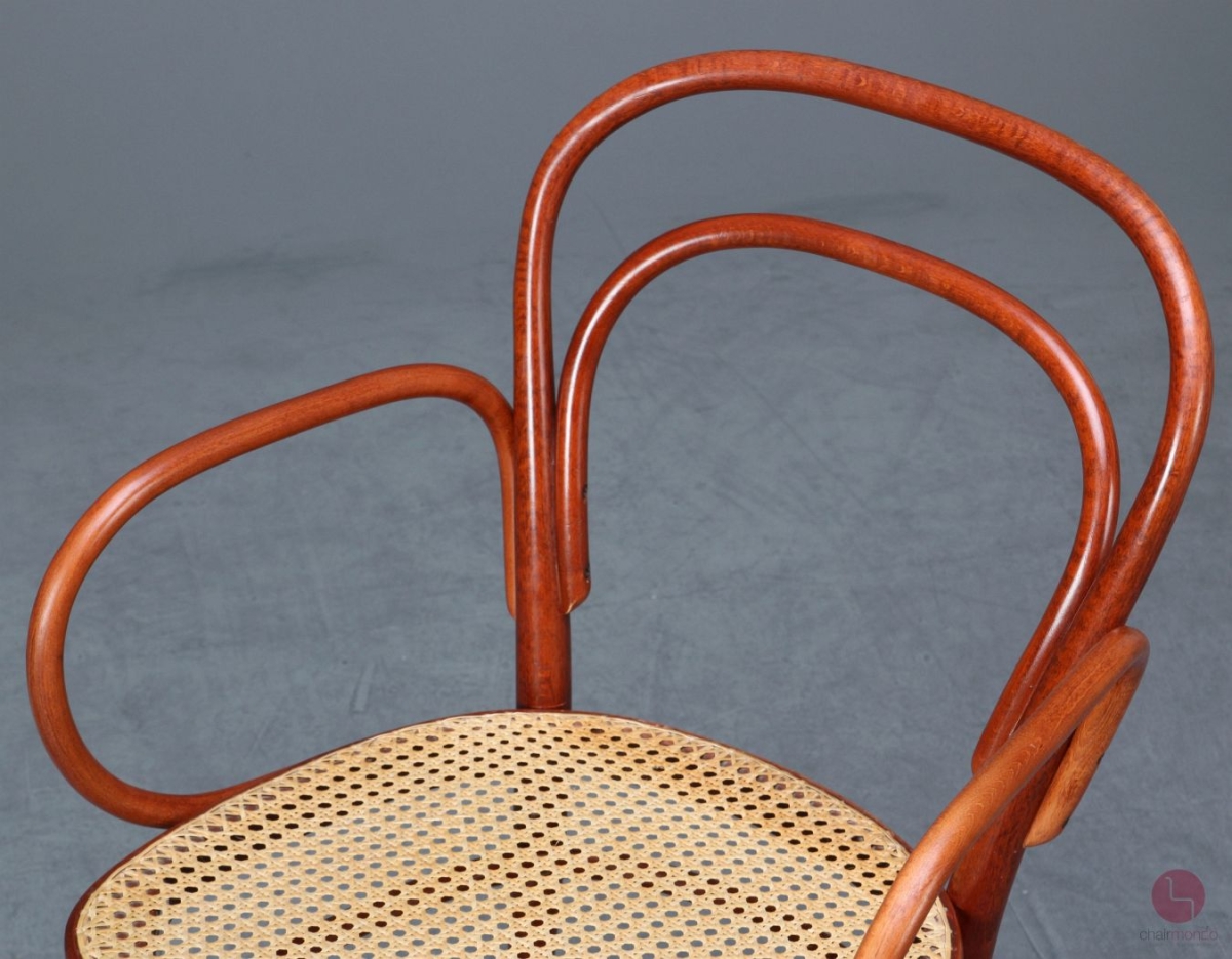 Preview: Thonet 214 F Mahagoni Braun Bugholzstuhl mit Geflecht gebraucht
