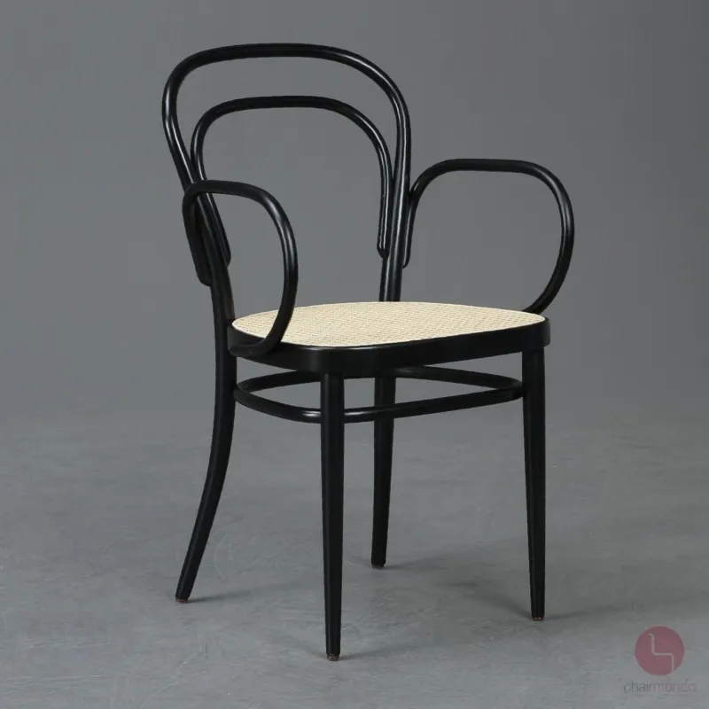 Thonet 214 F Kaffeehausstuhl Schwarz mit Wiener Geflecht gebraucht
