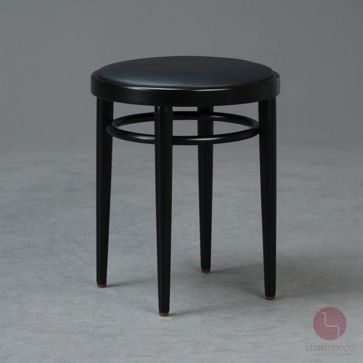 Thonet 214 PH Hocker mit neuem Leder schwarz