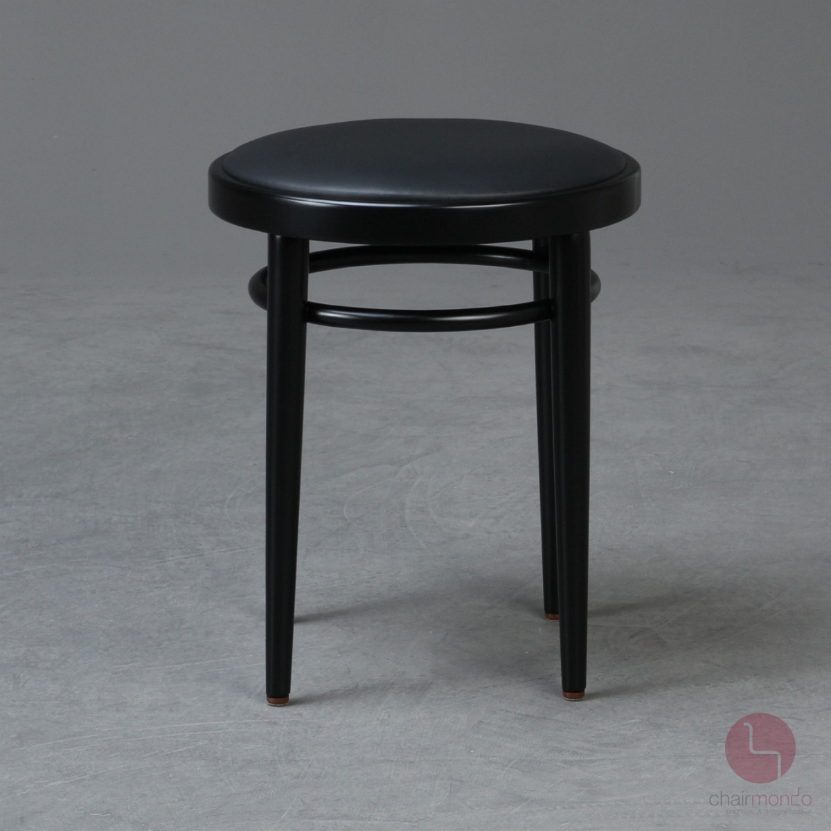 Preview: Thonet 214 PH Hocker mit neuem Leder schwarz