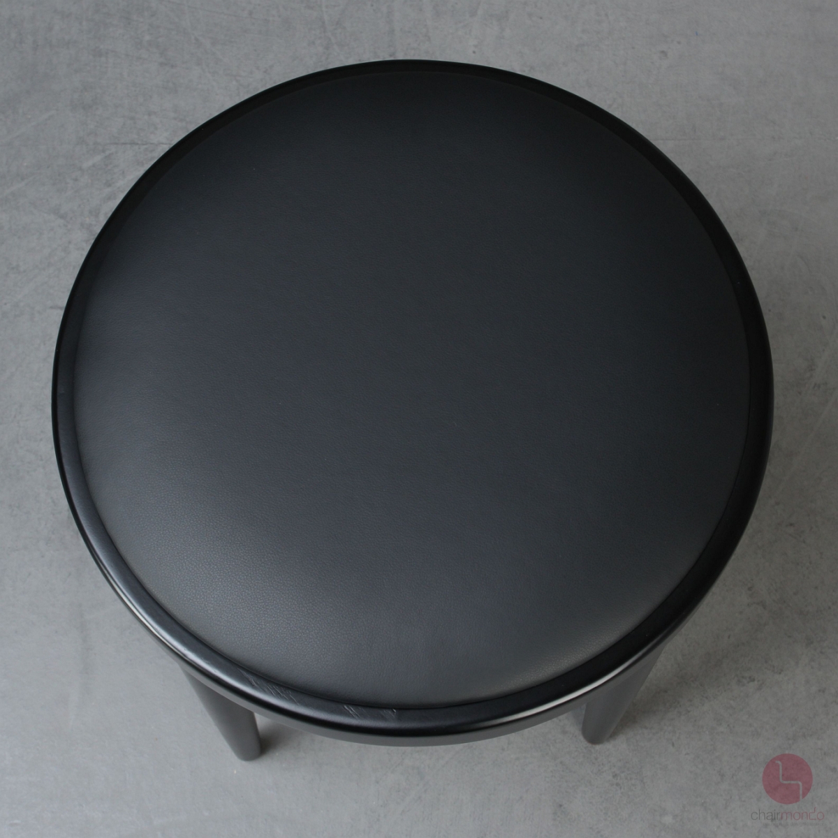 Preview: Thonet 214 PH Hocker mit neuem Leder schwarz