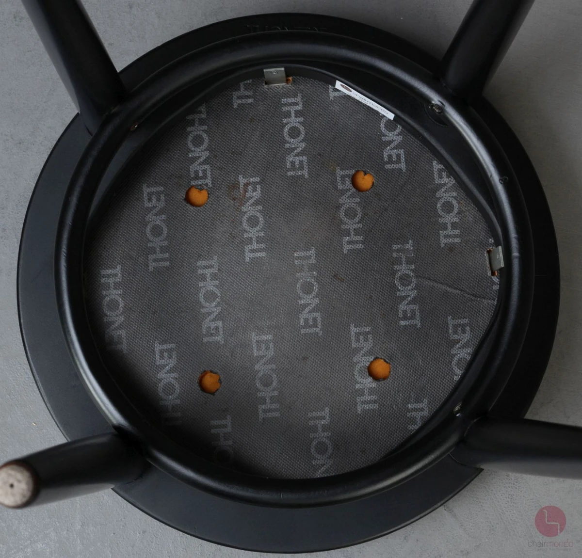 Thonet 214 PH Hocker mit neuem Leder schwarz