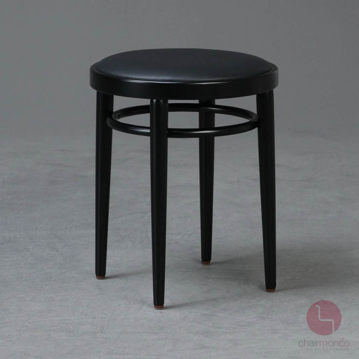 Thonet 214 PH Hocker mit neuem Leder schwarz