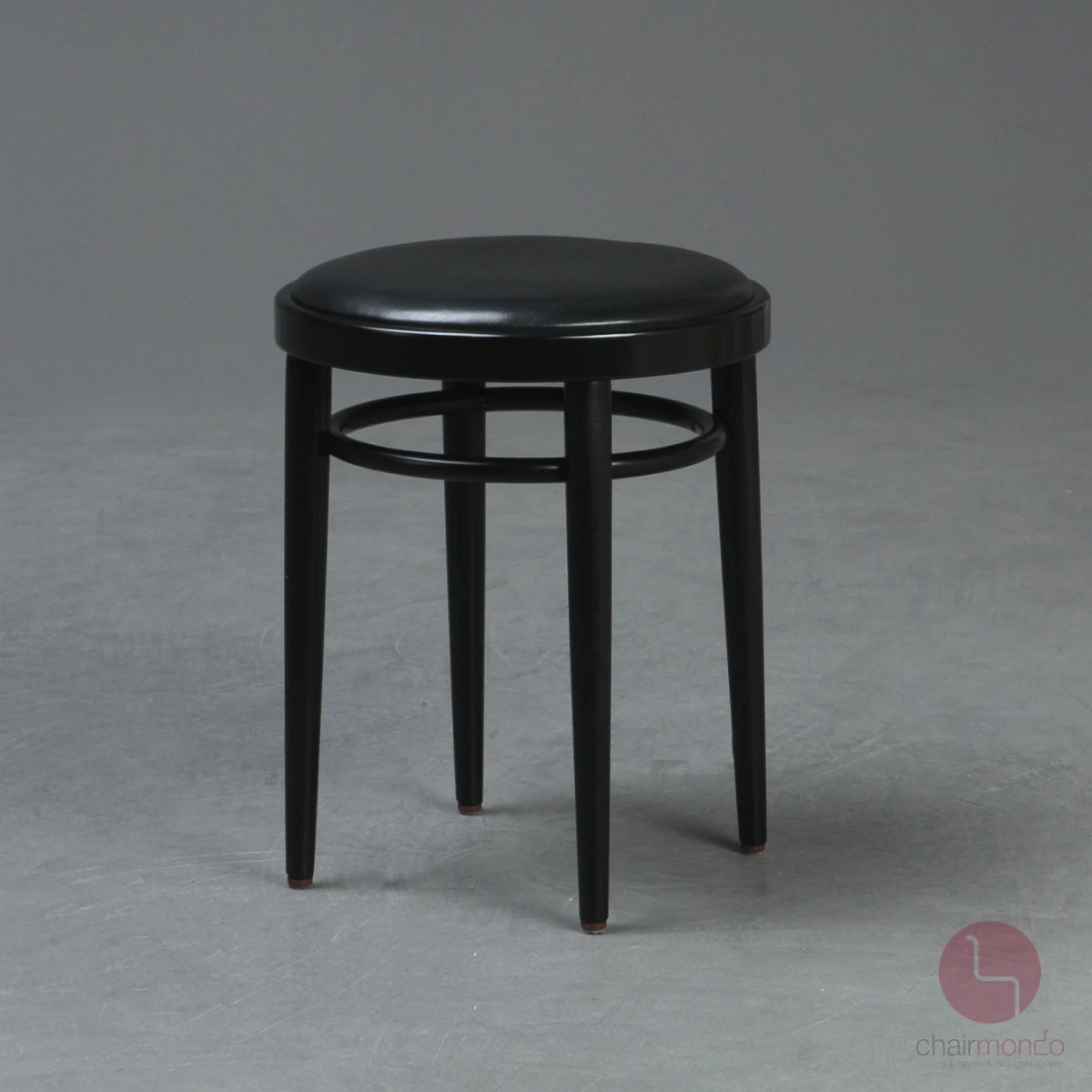 Thonet 214 PH Hocker mit neuem Leder schwarz