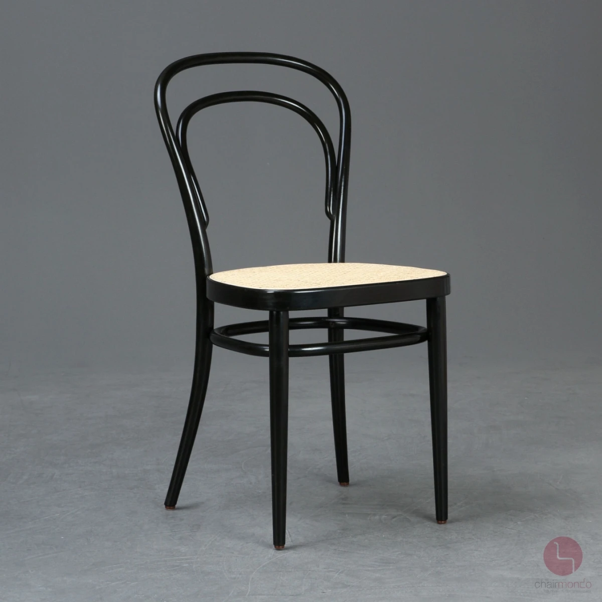 Thonet 214 Bugholz Stuhl in Schwarz mit neuem Wiener Geflecht gebraucht