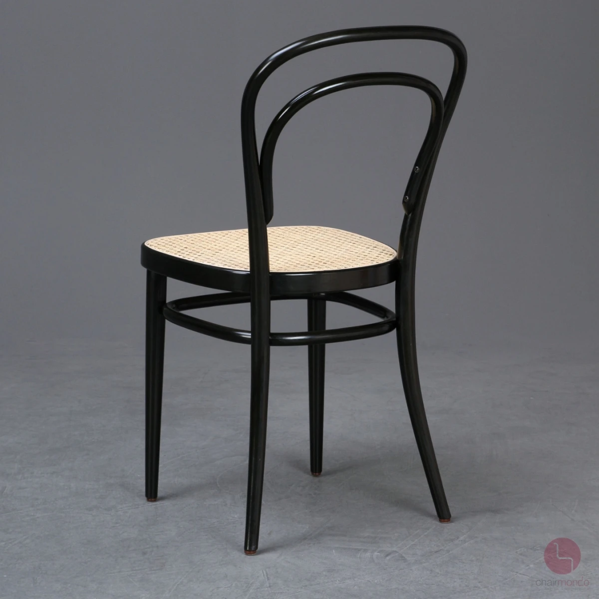 Thonet 214 Bugholz Stuhl in Schwarz mit neuem Wiener Geflecht gebraucht