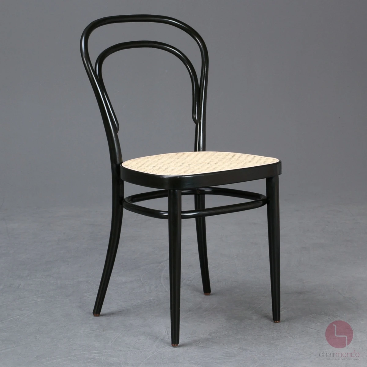 Thonet 214 Bugholz Stuhl in Schwarz mit neuem Wiener Geflecht gebraucht