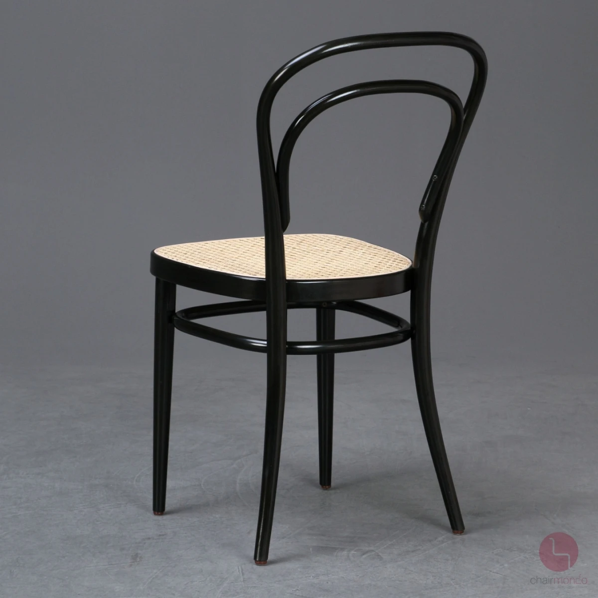 Thonet 214 Kaffeehaus Stuhl Schwarz mit erneuertem Geflecht gebraucht