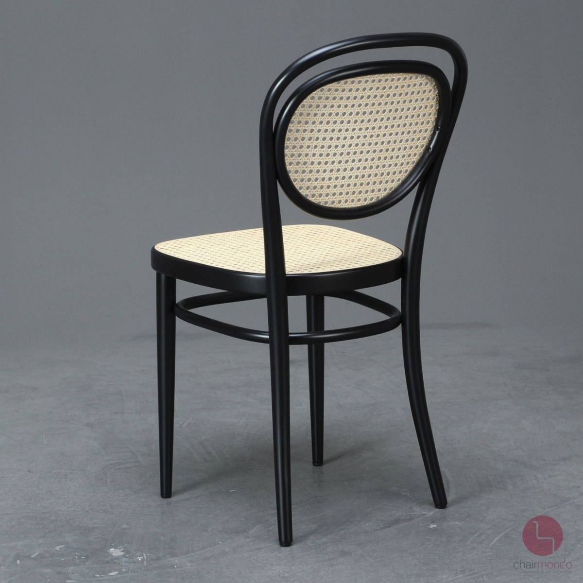 Preview: Thonet 215 R Bugholz Stuhl in Schwarz mit Wiener Geflecht + Stützgewebe