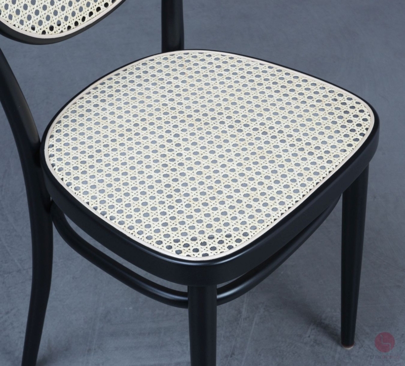 Thonet 215 R Bugholzstuhl Schwarz mit Wiener Geflecht + Stützgewebe gebraucht