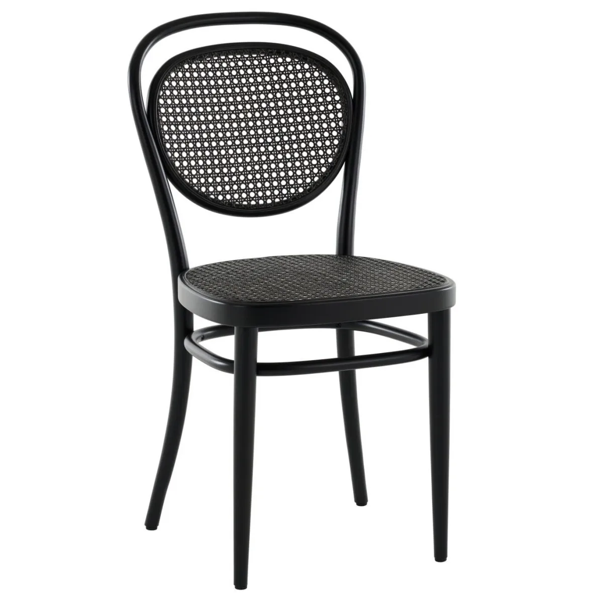 Tonet 215 R Bugholzstuhl mit Dark Melange Geflecht und Gestell in Buche schwarz gebeizt