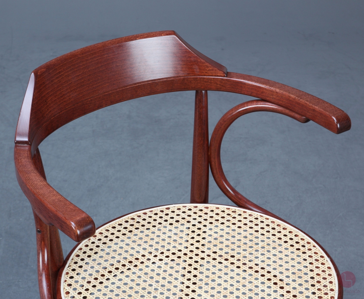 Preview: Thonet 233 Bugholz Stuhl in Mahagoni Braun mit neuem Geflecht gebraucht