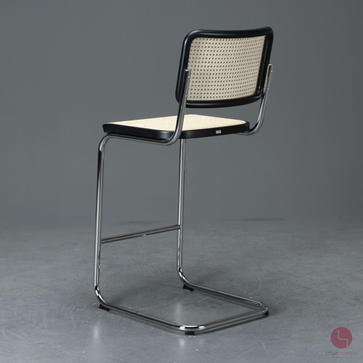Preview: Thonet S32 VH Barhocker in Schwarz mit Wiener Geflecht