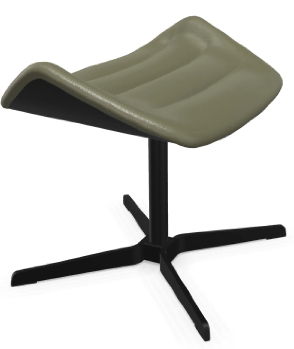Thonet 808 Hocker mit Leder schwarz + grün