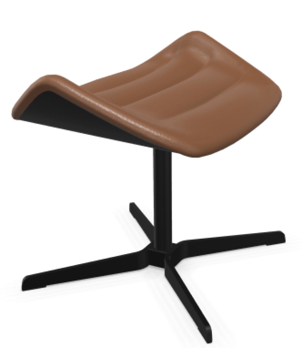 Preview: Thonet 808 Hocker mit Leder New Cognac + Schwarz
