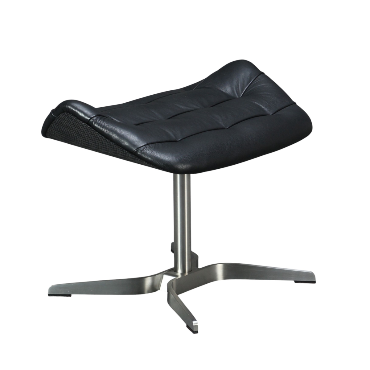 Preview: Thonet 808 H Hocker mit Leder Sitzfläche und Stoff Außenschale